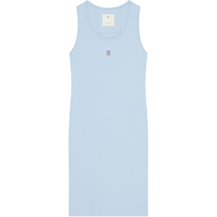 Order (W) 纪梵希 logo印花蓝色修身无袖中长连衣裙。 BW21PS3YHY450