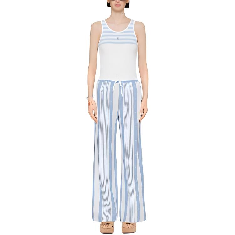 Lookbook (W) Givenchy Slim Fit Tanpa Lengan Garis Tank Top Putih. BW70CH3YNG-128