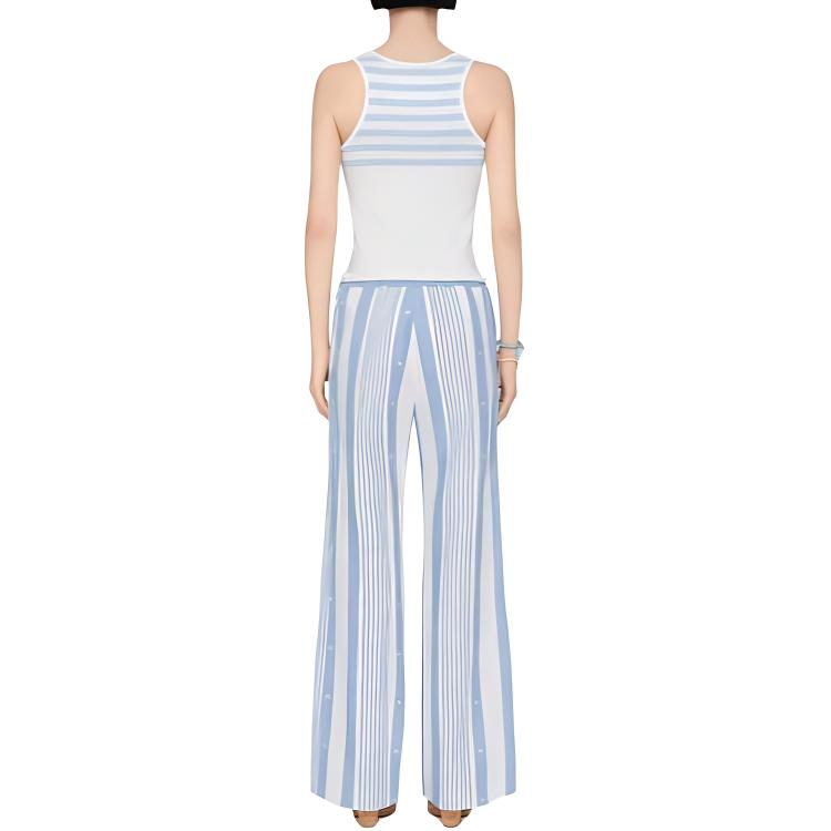 Shop (W) Givenchy Slim Fit Tanpa Lengan Garis Tank Top Putih. BW70CH3YNG-128