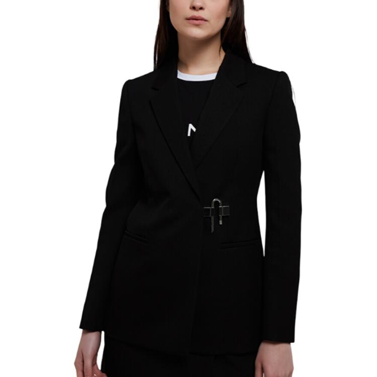 Shop (W) Givenchy Chaqueta Blazer Negra de Manga Larga y Color Sólido. BW30E6143A-001