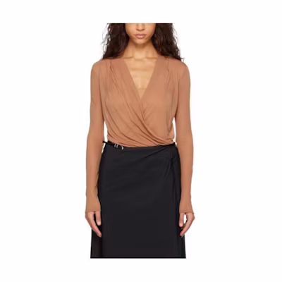 (Women) GIVENCHY Solid Yellow V-Neck Long Sleeve Shirt. BW618S315D-257