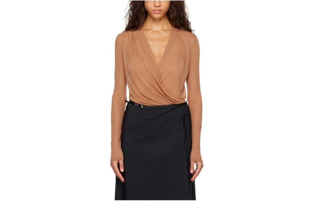 (Women) GIVENCHY  Solid Yellow V-Neck Long Sleeve Shirt. BW618S315D-257 圖 2