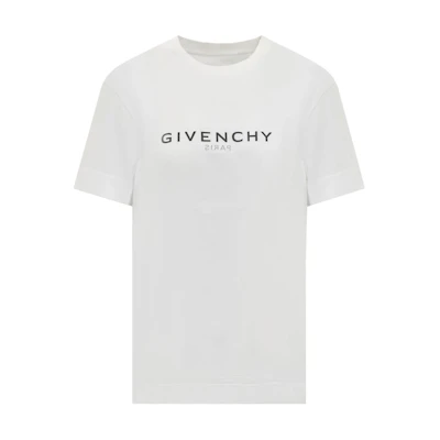 (Women) GIVENCHY White Logo Print Relaxed Fit Short Sleeve T-Shirt. BW707Z3Z5W-100
