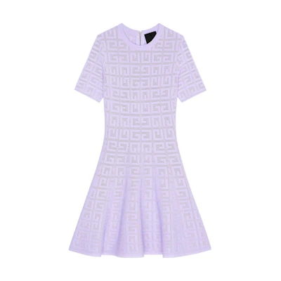 (Women) Givenchy Allover Logo Crewneck Midi T-Shirt Dress Lavender Purple - BW21DJ4ZA4-532