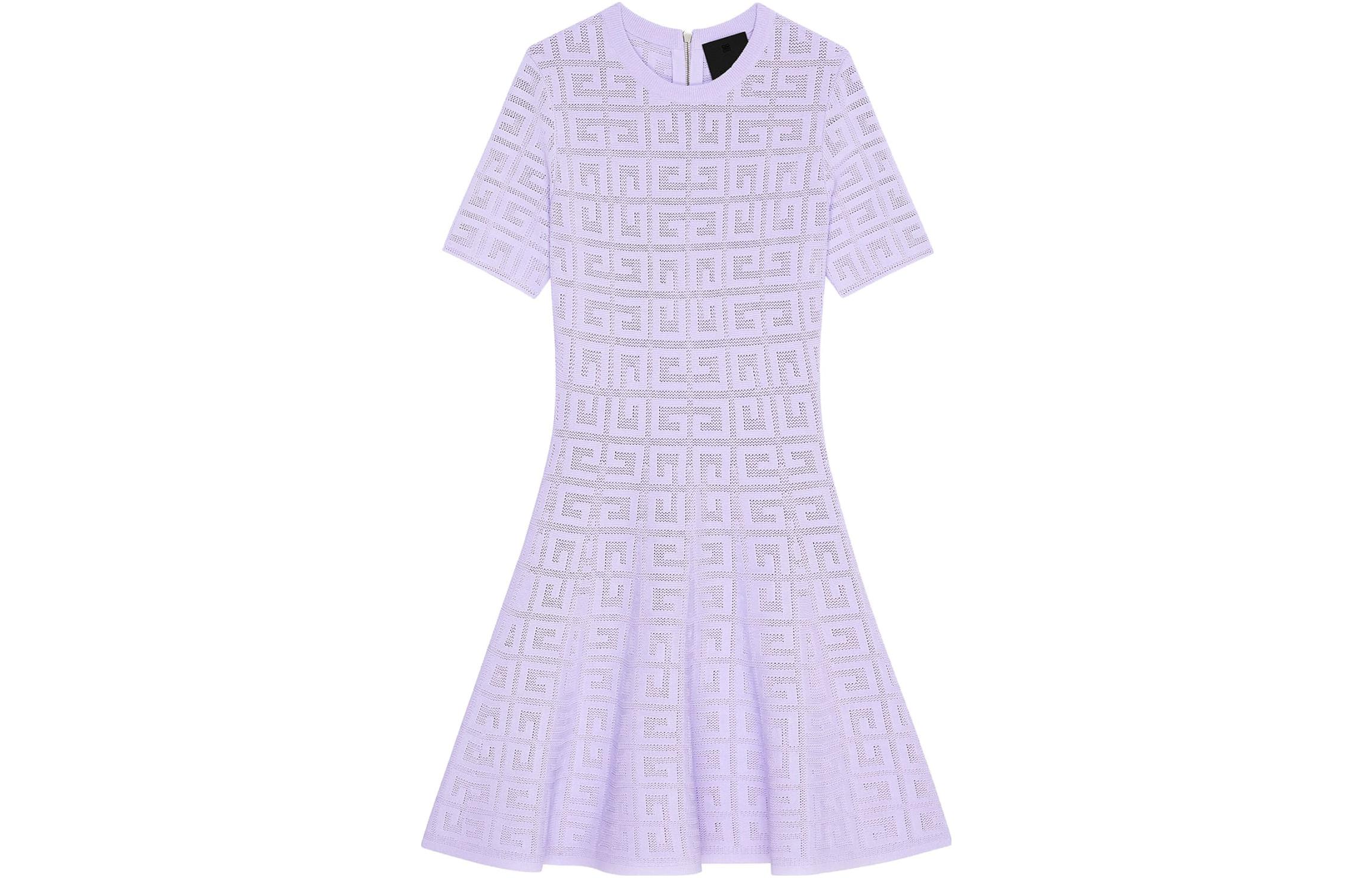 Order (W) Givenchy Allover Logo Crewneck Midi T-Shirt Dress Ungu Lavender BW21DJ4ZA4-532