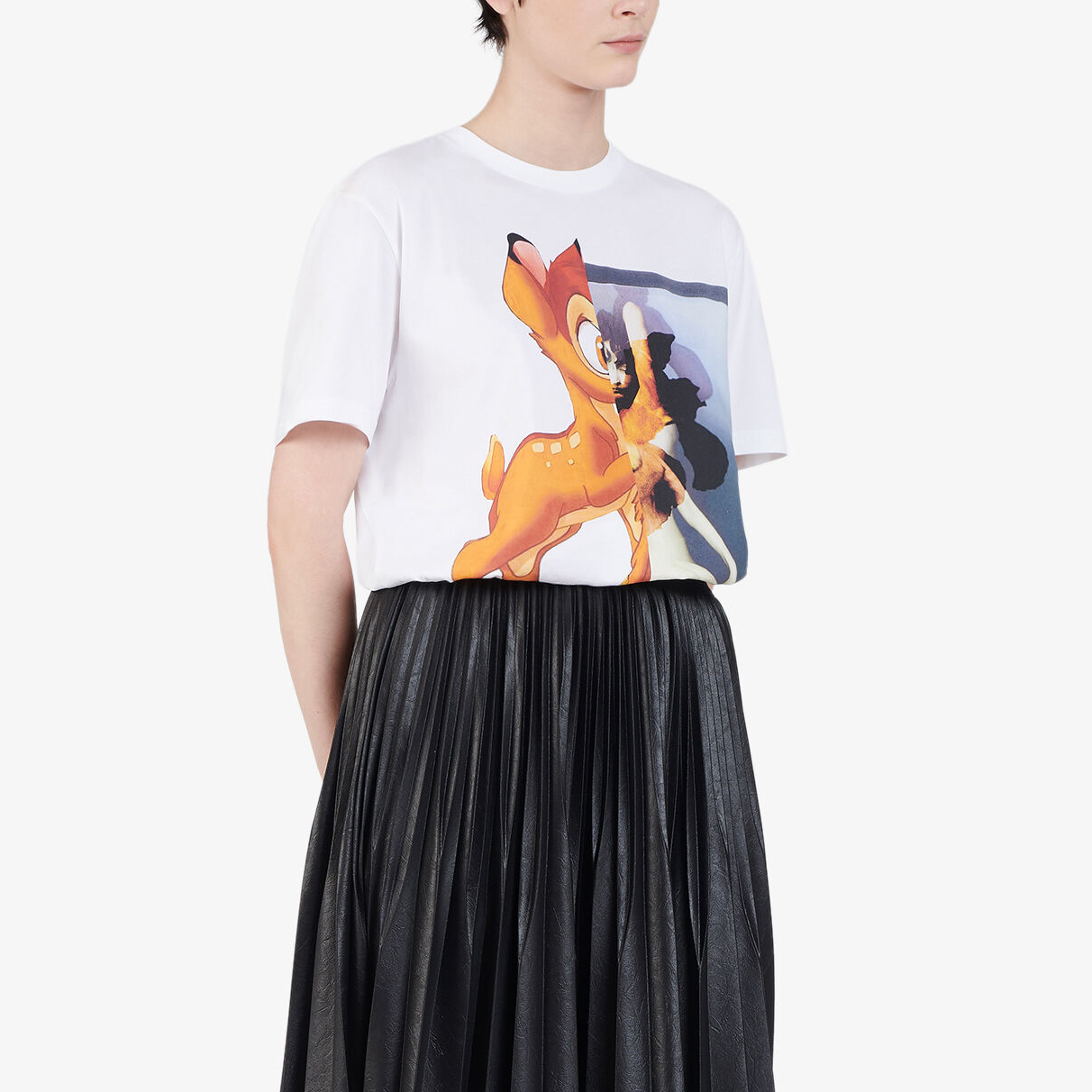 Cheap (W) GIVENCHY 小鹿斑比印花白色T恤 BW700D304U-100