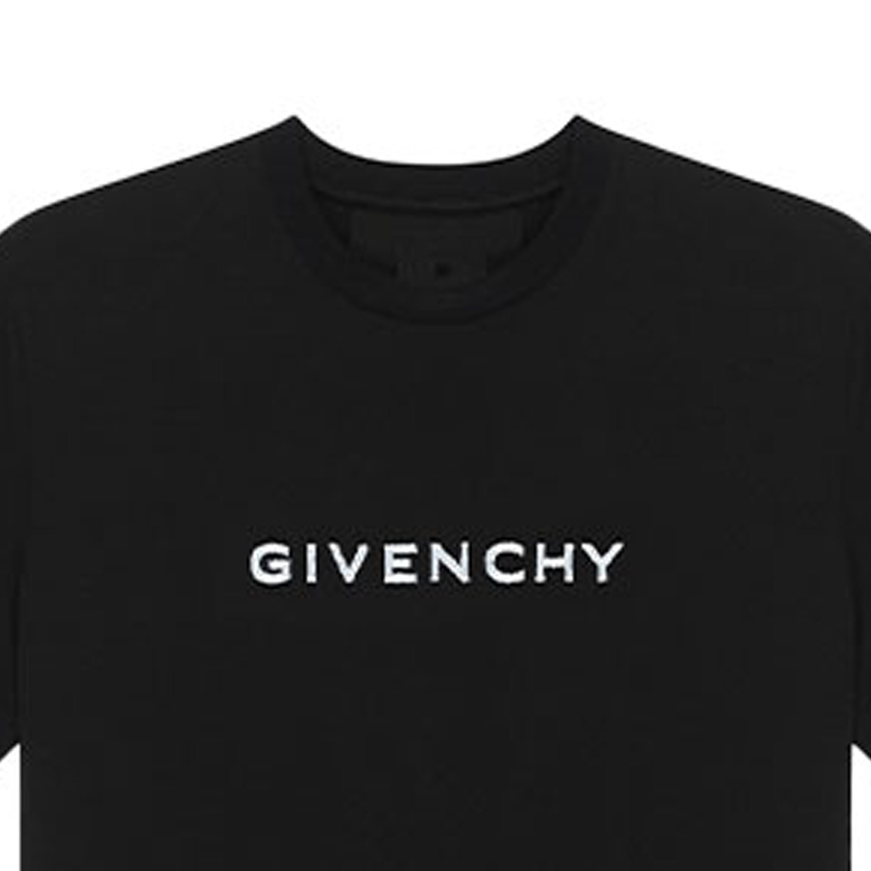 Details for (W) 지방시 블랙 크루넥 레터 프린트 반팔 티셔츠 BW707Y3Z85-001