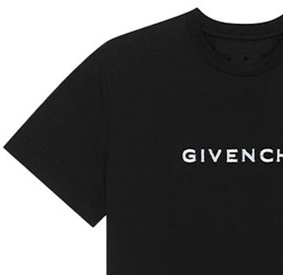 (W) 지방시 블랙 크루넥 레터 프린트 반팔 티셔츠 BW707Y3Z85-001 Sizing (W) 지방시 블랙 크루넥 레터 프린트 반팔 티셔츠 BW707Y3Z85-001