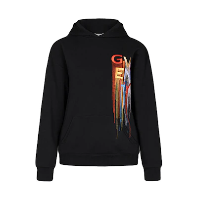 (Women) GIVENCHY Black Hoodie with Multicolor Embroidery BWJ01C3Z43-001