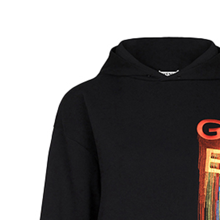 Cheap (W) 지방시 블랙 후디 멀티컬러 자수 BWJ01C3Z43-001