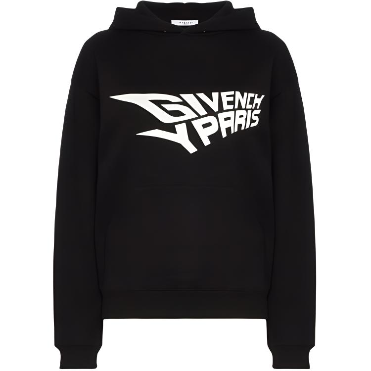(Women) Givenchy Black Pullover Hoodie with Letter Print. BW706A3Z2D-001