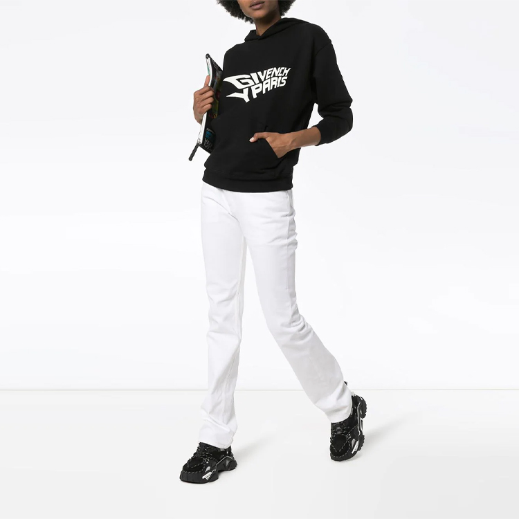 Lookbook (W) Givenchy Hoodie Hitam dengan Cetak Huruf. BW706A3Z2D-001