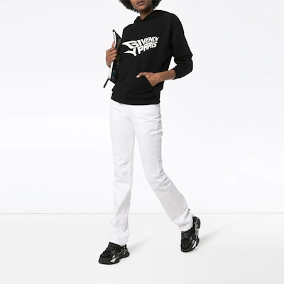 (W) Givenchy Hoodie Hitam dengan Cetak Huruf. BW706A3Z2D-001 Lookbook (W) Givenchy Hoodie Hitam dengan Cetak Huruf. BW706A3Z2D-001