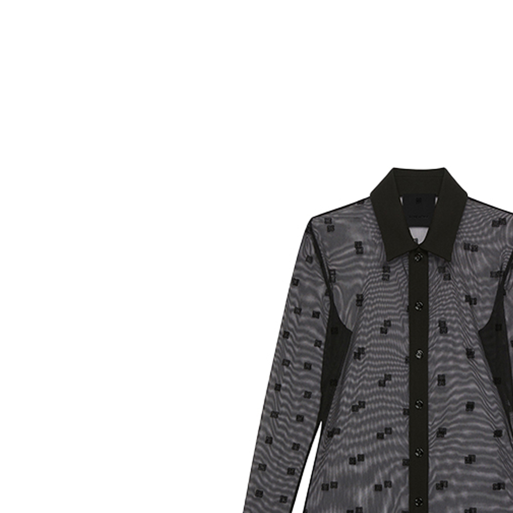 Details for (W) Kemeja Lengan Panjang Slim-Fit GIVENCHY Hitam Pola 4G Transparan. BW60X530TD-001