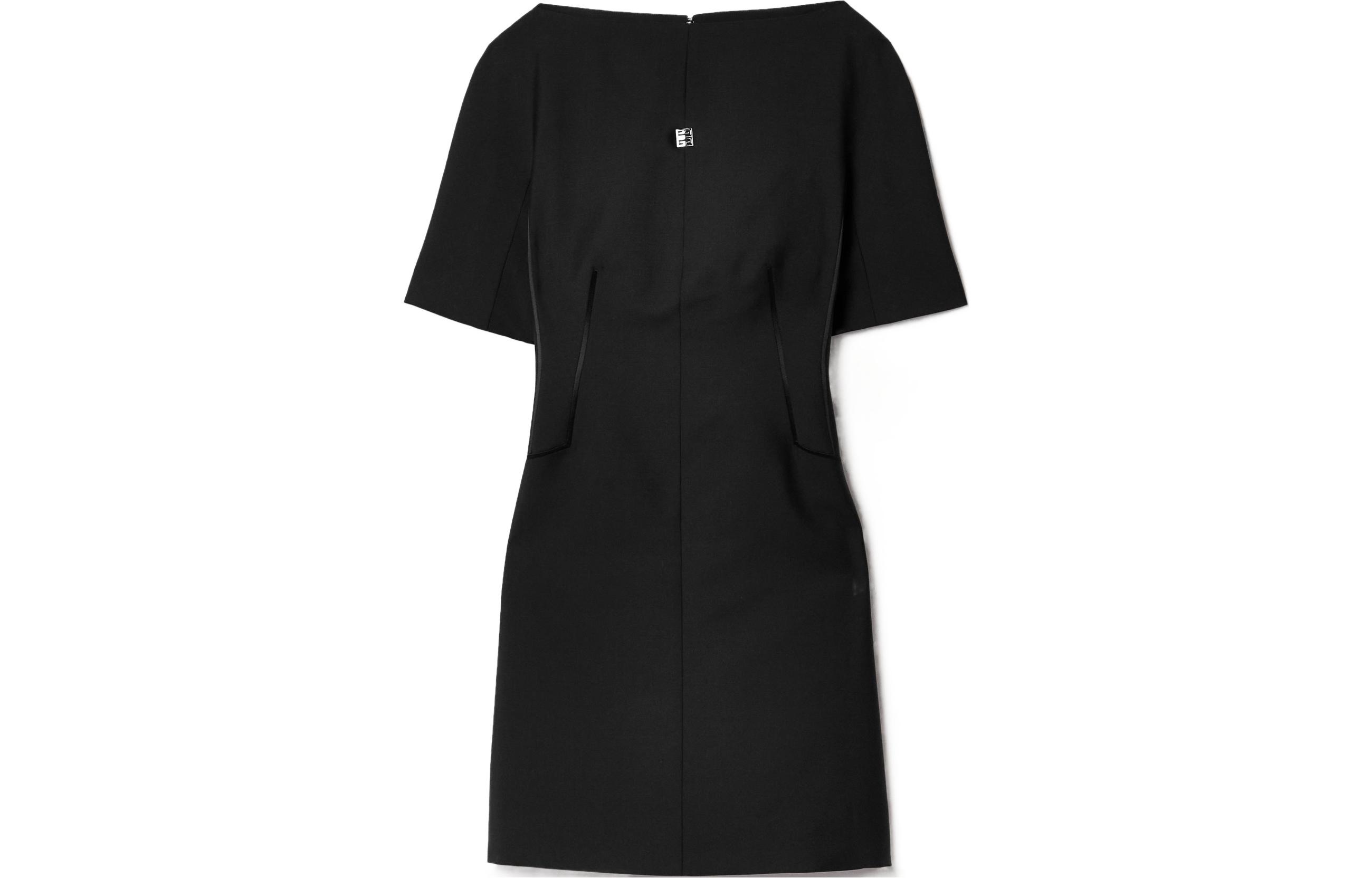 (Women) Givenchy Black Short-Sleeve Casual Mini Dress with Zipper. BW21YZ100H-001