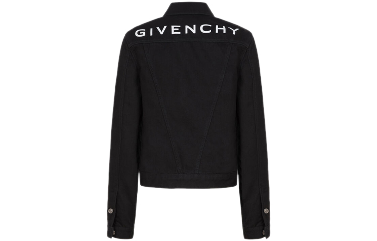 Lookbook (W) GIVENCHY Jaket Denim Hitam Berbutang Panjang dengan Kolar Solid BW008N50DQ-001