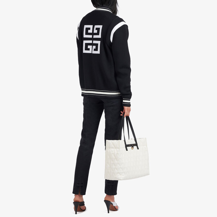 Details for (W) Givenchy Jaket Hitam Bergaris Knit dengan Kancing dan Logo Print. BW003B4Z32-004