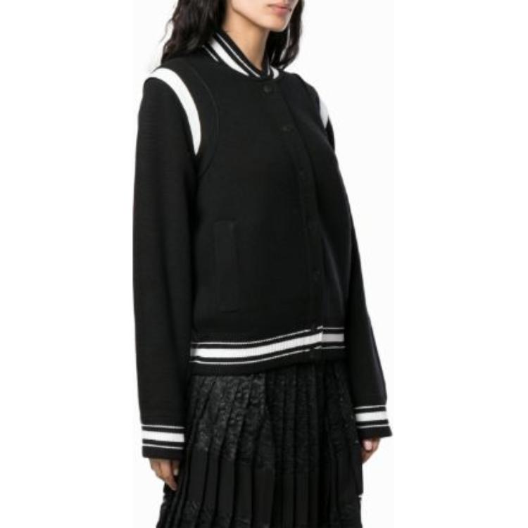 Cheap (W) Givenchy Jaket Hitam Bergaris Knit dengan Kancing dan Logo Print. BW003B4Z32-004