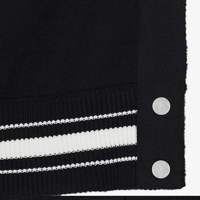 (Women) Givenchy Black Striped Knit Button-Up Jacket with Logo Print BW003B4Z32-004 1