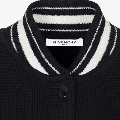 (Women) Givenchy Black Striped Knit Button-Up Jacket with Logo Print BW003B4Z32-004 2