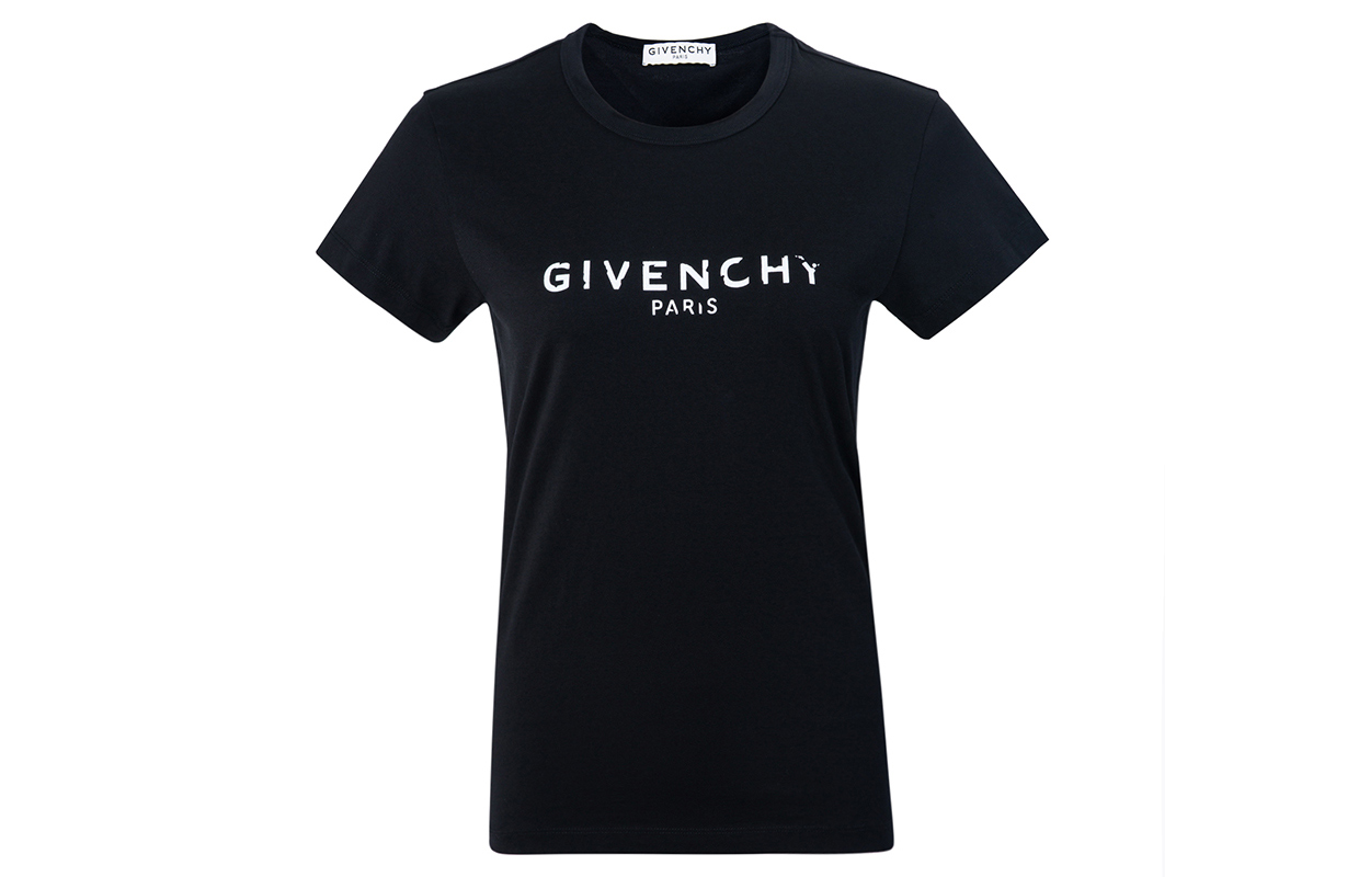 (Women) Givenchy Black T-Shirt with Letter Logo Design. BW705Z3Z0Y-001