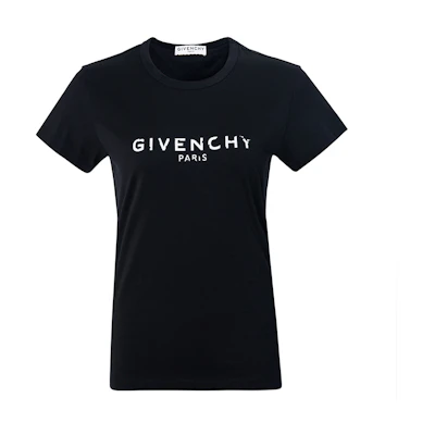 (Women) Givenchy Black T-Shirt with Letter Logo Design. BW705Z3Z0Y-001