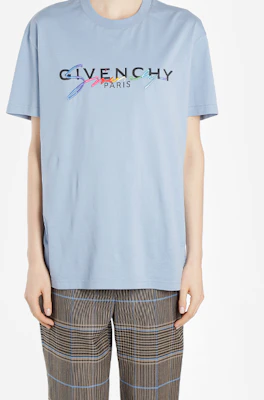 (W) 纪梵希蓝色复古多彩标志印花T恤 BW70603Z2C-450 Shop (W) 纪梵希蓝色复古多彩标志印花T恤 BW70603Z2C-450