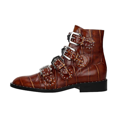 (W) Givenchy Croc-Embossed Buckle Ankle Boots 'Brown'