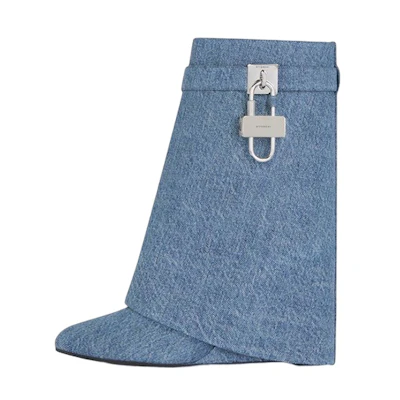 (W) Givenchy Denim Slip-On Wedge Ankle Boots 'Blue'