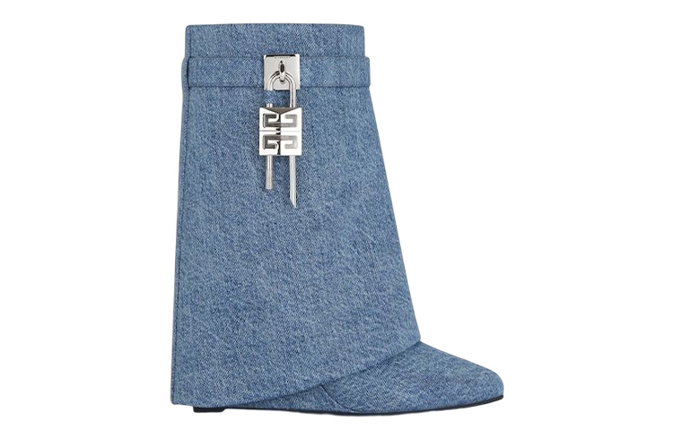 Order GIVENCHY紀梵希 牛仔布 時尚套穿坡跟 短靴 9cm 女款 藍色