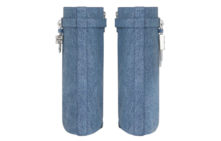 Shop GIVENCHY紀梵希 牛仔布 時尚套穿坡跟 短靴 9cm 女款 藍色