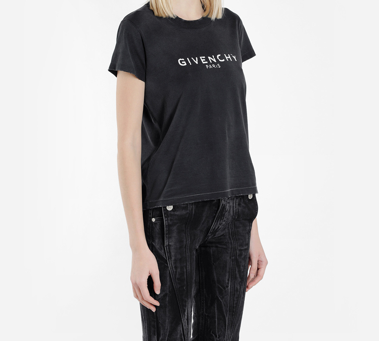 (Women) Givenchy Distressed Logo T-Shirt Women Black BW704X3Z0L-001 圖 5