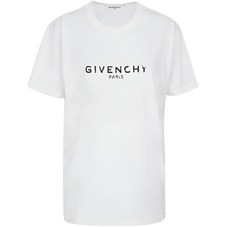 (Women) Givenchy Distressed Logo Vintage Oversized T-Shirt Women White BW70603Z0Y-100