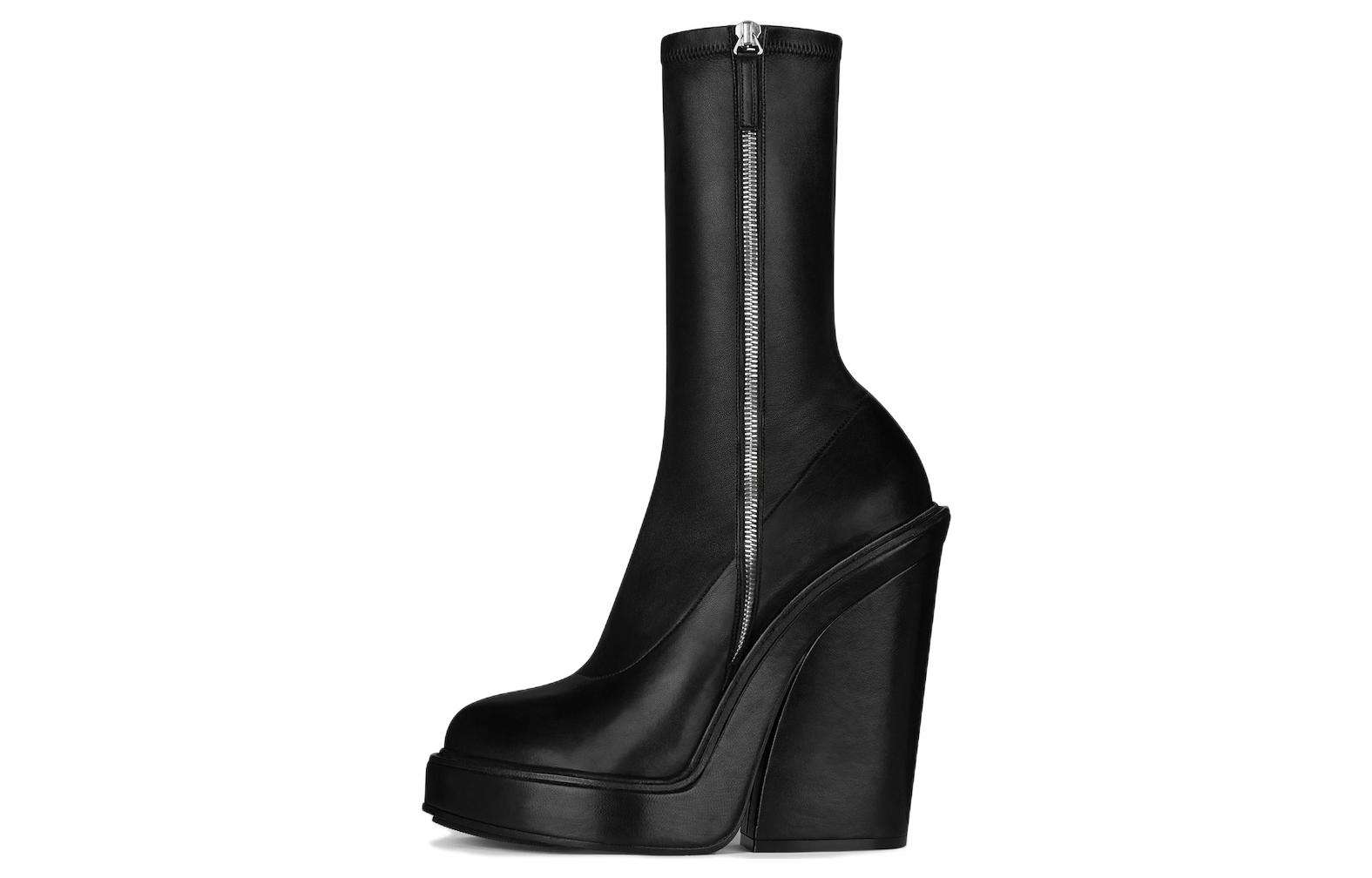 (Women) Givenchy Elastic Smooth Nappa Leather Fashion Thick Sole High-Top Boots 'Black' BE701QE13P-001