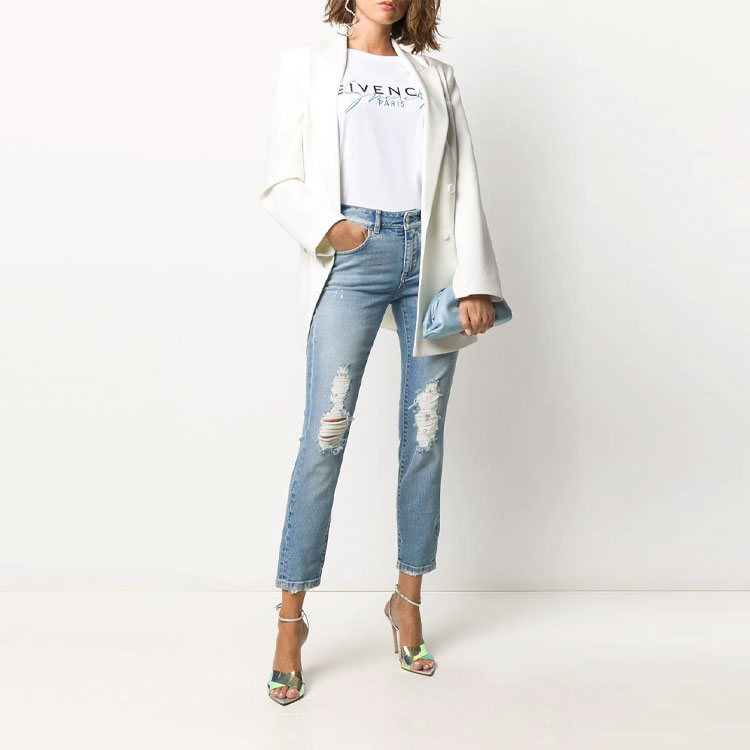 Purchase (W) 지방시 자수 로고 티셔츠 화이트 BW707Z3Z3Q-100