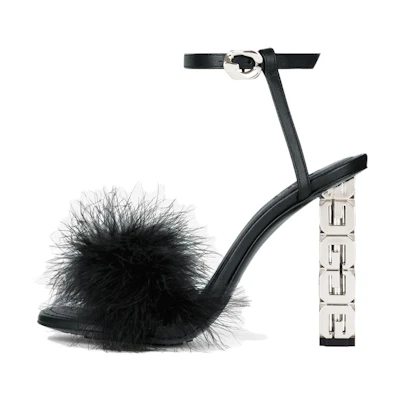 (W) Givenchy Feather Leather Fashion Sandals 'Black'