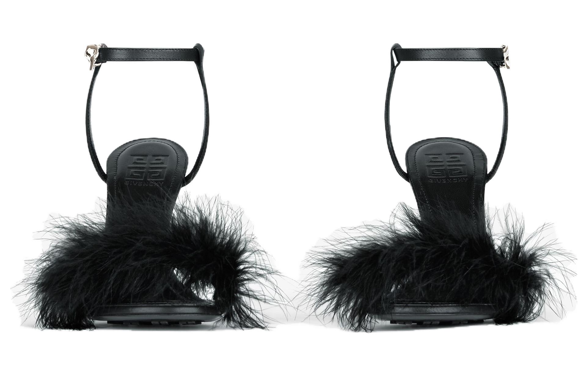 (W) Givenchy Feather Leather Fashion Sandals 'Black' 圖 4