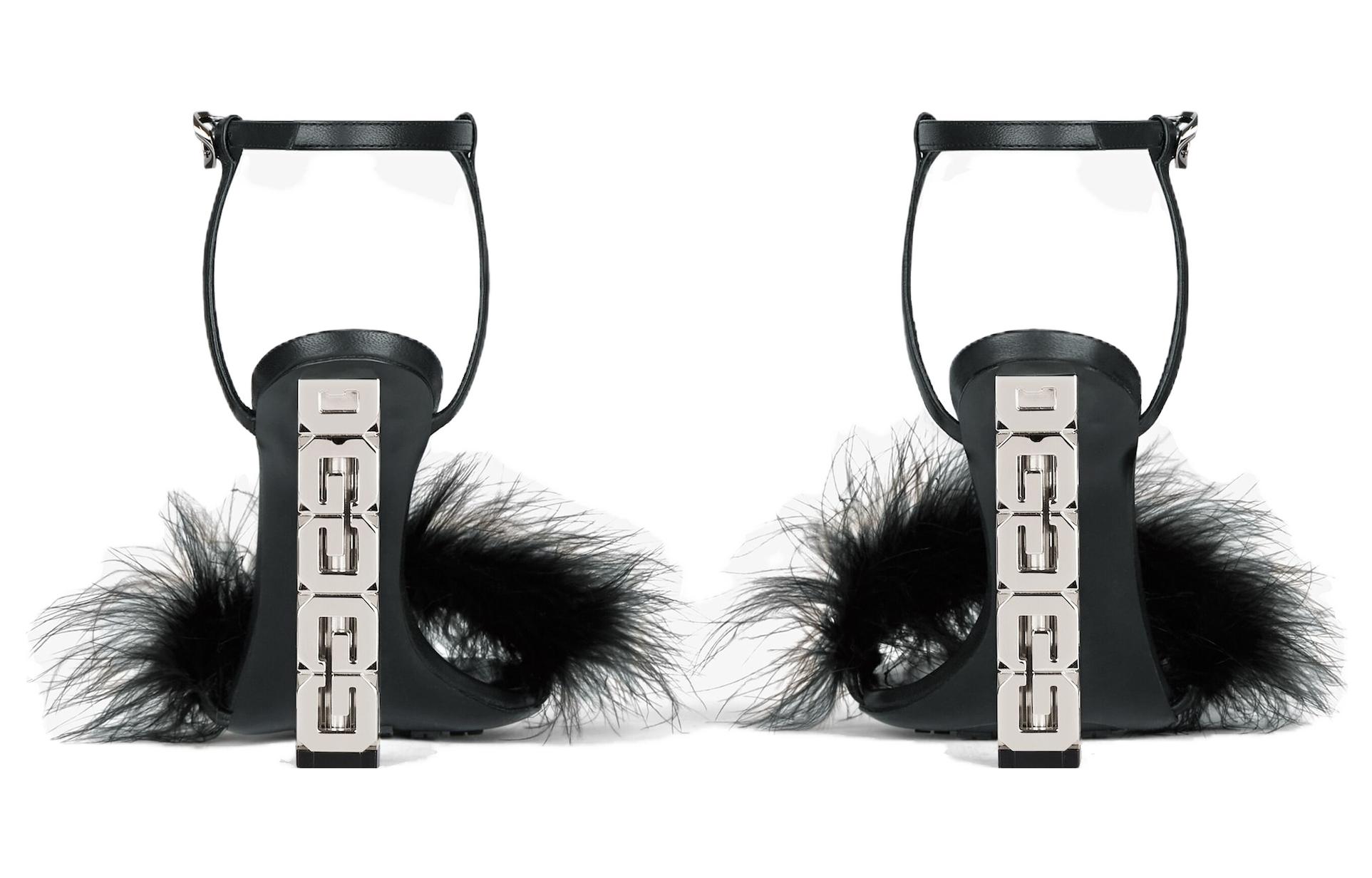 (W) Givenchy Feather Leather Fashion Sandals 'Black' 圖 5
