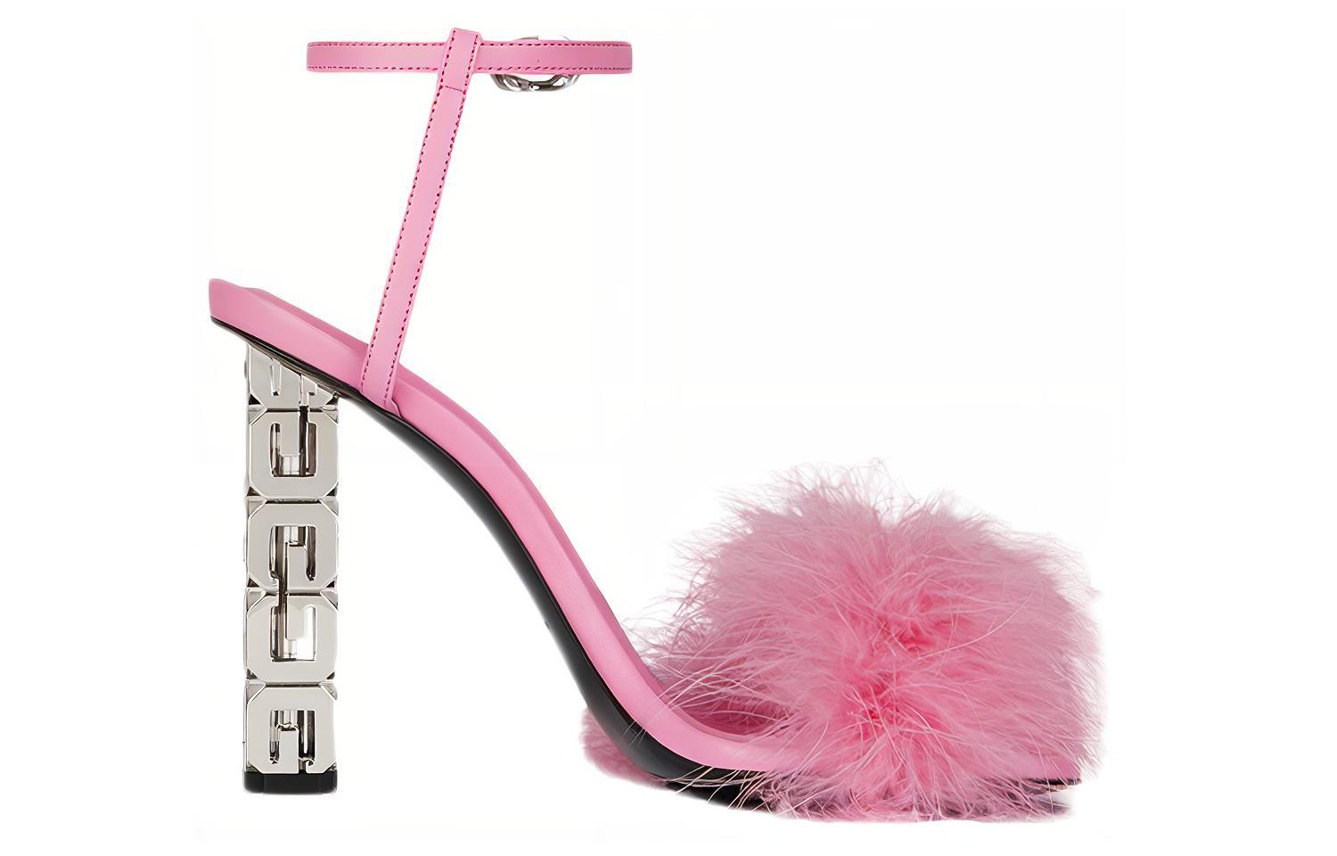 (W) Givenchy Feather Leather High Heel Buckle Sandal 'Pink' 圖 2