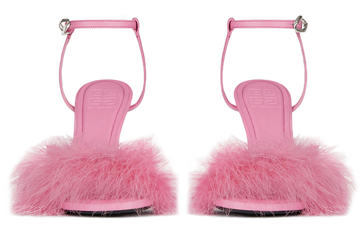 (W) Givenchy Feather Leather High Heel Buckle Sandal 'Pink' 圖 3