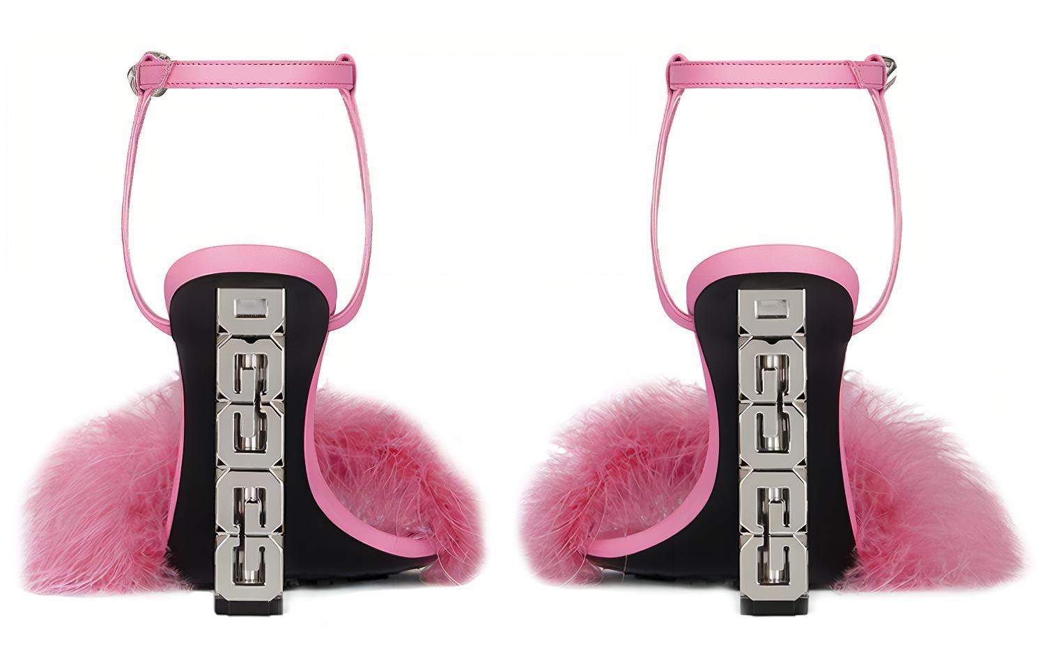 (W) Givenchy Feather Leather High Heel Buckle Sandal 'Pink' 圖 5