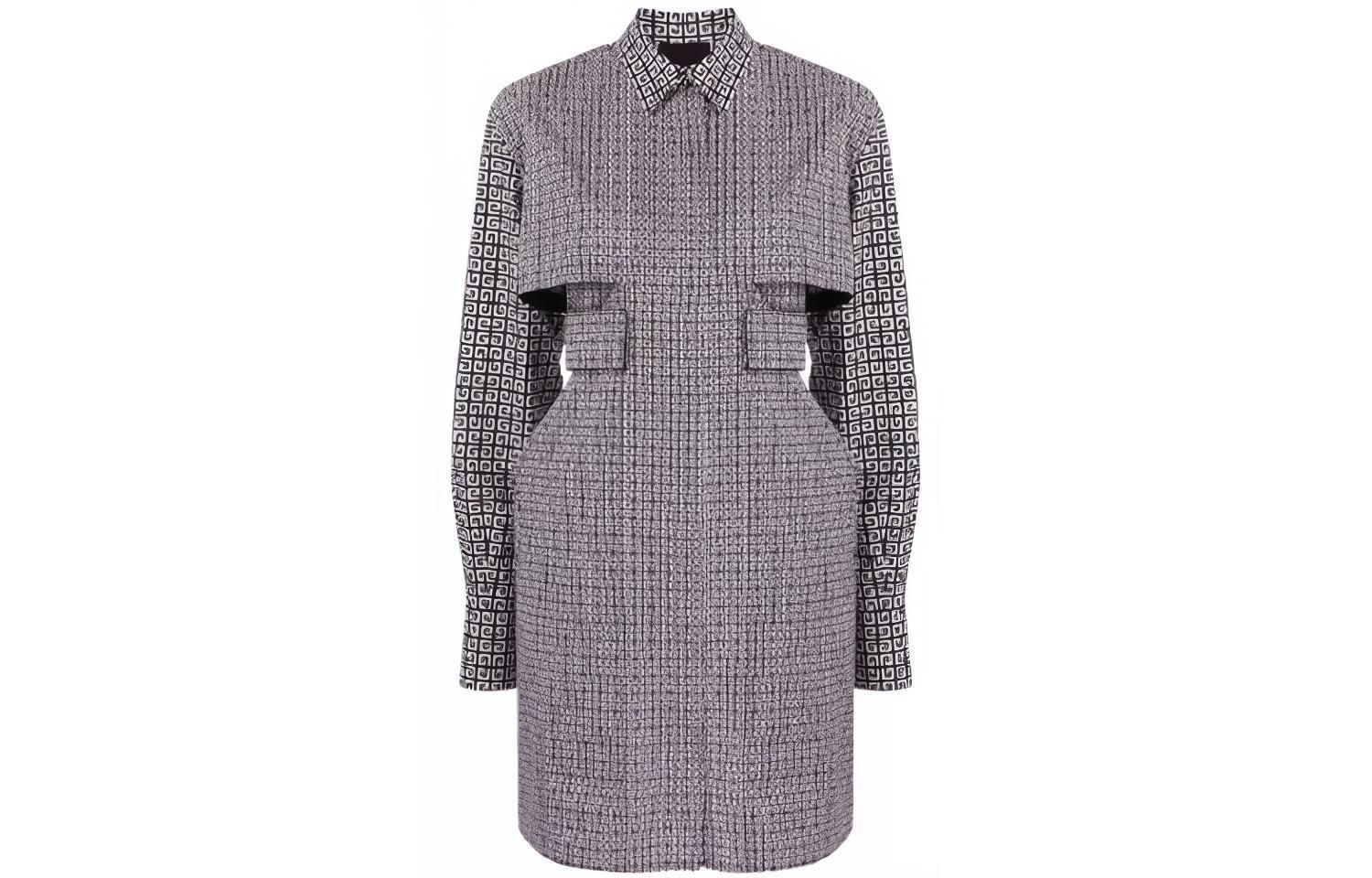 (Women) Givenchy FW21 Black Logo Cut-Out Long Sleeve Shirt Dress BW215313UC-004