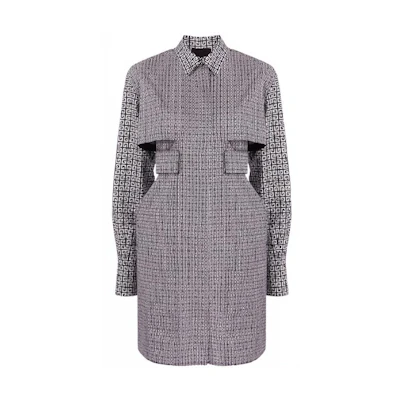 (Women) Givenchy FW21 Black Logo Cut-Out Long Sleeve Shirt Dress BW215313UC-004