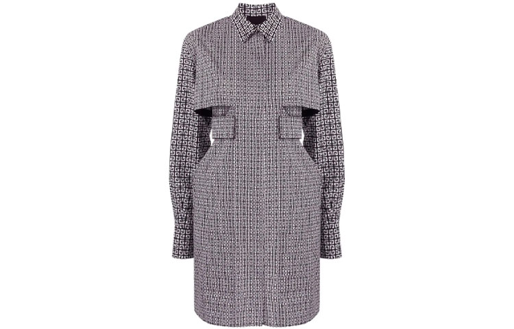 Order (W) ジバンシィ FW21 ブラック ロゴ カットアウト 長袖 シャツドレス BW215313UC-004