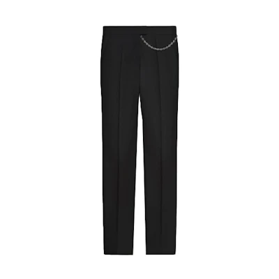 (Women) GIVENCHY FW21 Black Slim-Fit Wool Blend Pants with Chain Detail BW50T713QB-001