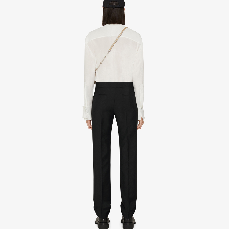 Shop (W) ジバンシィ FW21 ブラック スリムフィット ウールパンツ チェーンディテール付き BW50T713QB-001