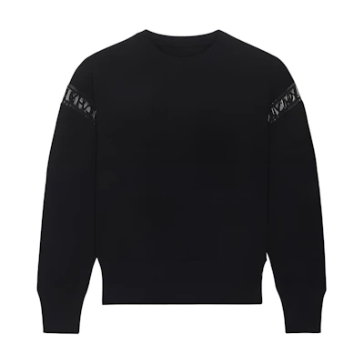 (Women) Givenchy FW21 Black Sweatshirt with Shoulder and Sleeve Lace Details BWJ02Q3Z7Z-001