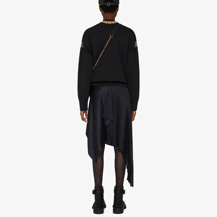 Shop (W) Givenchy 2021秋冬黑色蕾絲肩袖設計衛衣 BWJ02Q3Z7Z-001