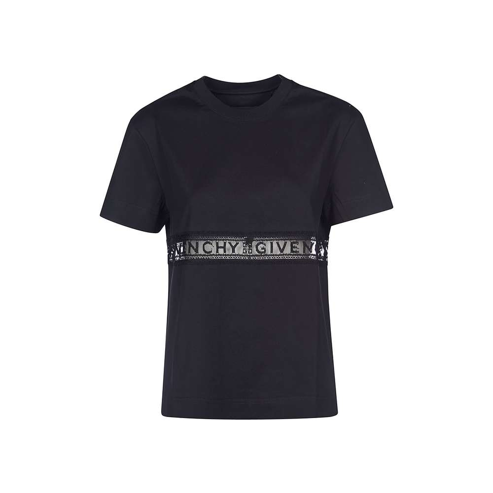 (Women) Givenchy FW21 Lace Trim Crewneck Short Sleeve Regular T-Shirt Black BW709T3Z7Z-001