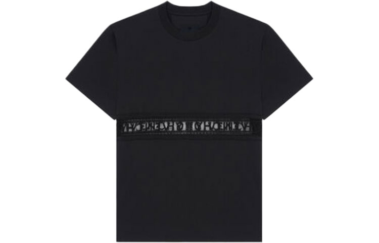 Order (W) Givenchy FW21 Kaos Hitam Pendek Regular dengan Hiasan Renda Trim. BW709T3Z7Z-001